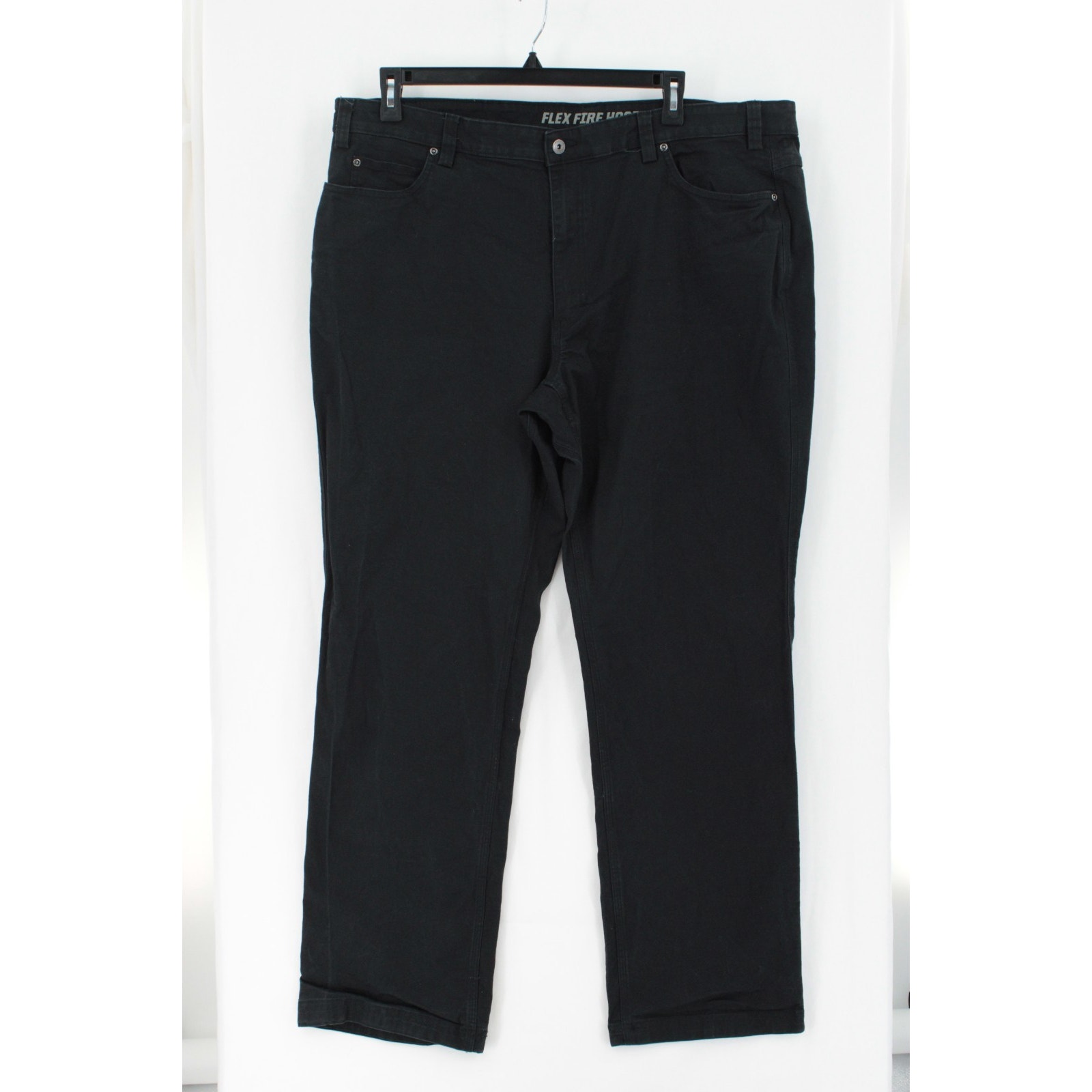 Duluth Flex Fire Hose Pants Mens 44 X 33 Black Relaxed Stretch Workwear 5 Pocket